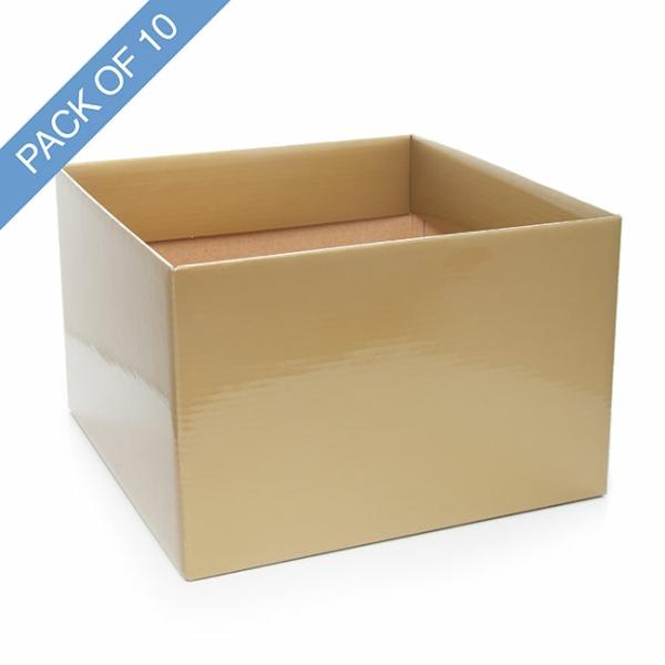 Posy Boxes |  Large Posy Box With Flap Pack 10 Gold (22x14cmH) Flower Boxes & Bags Gold