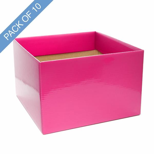 Posy Boxes |  Large Posy Box With Flap Pack 10 Hot Pink (22x14cmH) Flower Boxes & Bags Pink