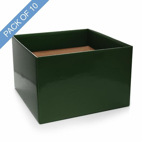 Posy Boxes |  Large Posy Box With Flap Pack 10 Hunter Green (22x14cmH) Flower Boxes & Bags Green