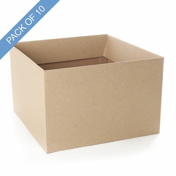 Posy Boxes |  Large Posy Box With Flap Pack 10 Matte Kraft (22x14cmH) Flower Boxes & Bags Posy Boxes