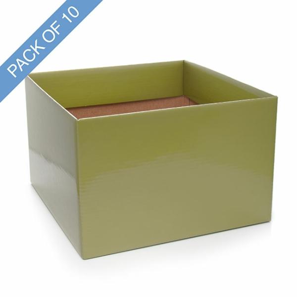 Posy Boxes |  Large Posy Box With Flap Pack 10 Moss (22x14cmH) Flower Boxes & Bags Green