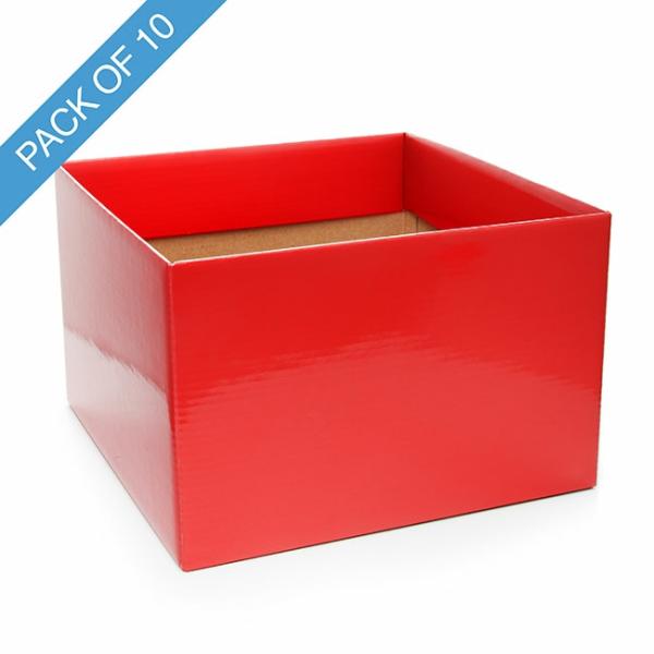 Posy Boxes |  Large Posy Box With Flap Pack 10 Red (22x14cmH) Flower Boxes & Bags Posy Boxes