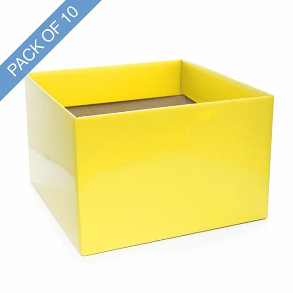 Posy Boxes |  Large Posy Box With Flap Pack 10 Yellow (22x14cmH) Flower Boxes & Bags Posy Boxes