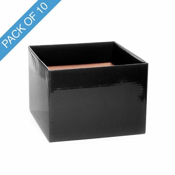 Posy Boxes |  Medium No.6 Posy Box With Flap Pack 10 Black (16x12cmH) Flower Boxes & Bags Black