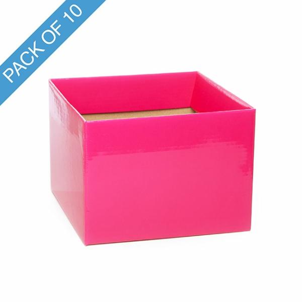 Posy Boxes |  Medium No.6 Posy Box With Flap Pack 10 Hot Pink (16x12cmH) Flower Boxes & Bags Pink