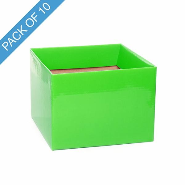 Posy Boxes |  Medium No.6 Posy Box With Flap Pack 10 Lime (16x12cmH) Flower Boxes & Bags Green