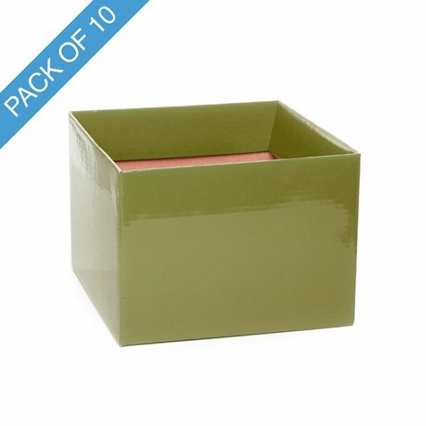 Posy Boxes |  Medium No.6 Posy Box With Flap Pack 10 Moss (16x12cmH) Flower Boxes & Bags Green