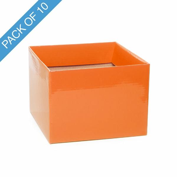 Posy Boxes |  Medium No.6 Posy Box With Flap Pack 10 Orange (16x12cmH) Flower Boxes & Bags Orange