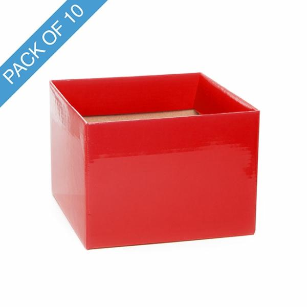 Posy Boxes |  Medium No.6 Posy Box With Flap Pack 10 Red (16x12cmH) Flower Boxes & Bags Posy Boxes