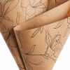 Printed Pattern Kraft Paper |  Kraft Paper Lily Print 80gsm Brown Pack 100 (50x70cm) Kraft Paper Wrapping Printed Pattern Kraft Paper