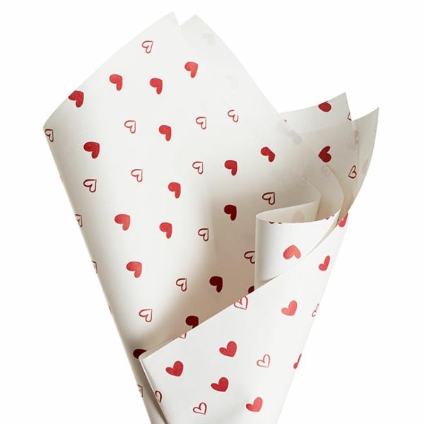 Printed Pattern Kraft Paper |  Kraft Paper Love Heart Print 110gsm White Pack 100 (50x70cm) Kraft Paper Wrapping Printed Pattern Kraft Paper