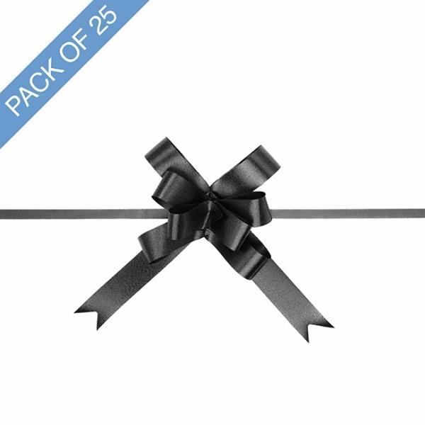 Pull Bows |  Ribbon Pull Bow Black (18mmx53cm) Pack 25 Pull Bows Black