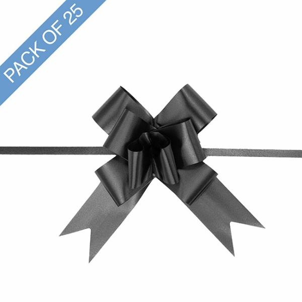 Pull Bows |  Ribbon Pull Bow Black (32mmx53cm) Pack 25 Black