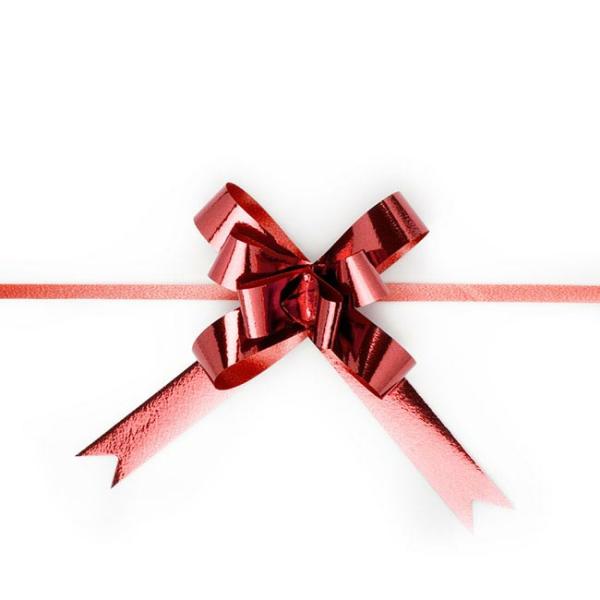 Pull Bows |  Ribbon Pull Bow Metallic Red (18mmx53cm) Pack 25 Pull Bows Metallic Red