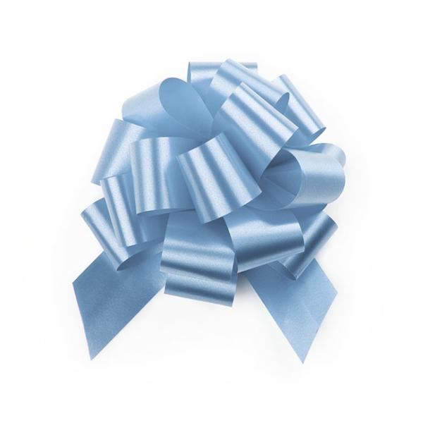 Pull Bows |  Ribbon Pull Bow Pom Pom Baby Blue (32mmx12.5cm) Pack 5 Pull Bows Pull Bows