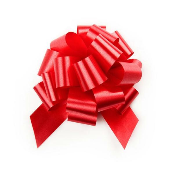 Pull Bows |  Ribbon Pull Bow Pom Pom Red (32mmx12.5cm) Pack 5 Pull Bows Pull Bows