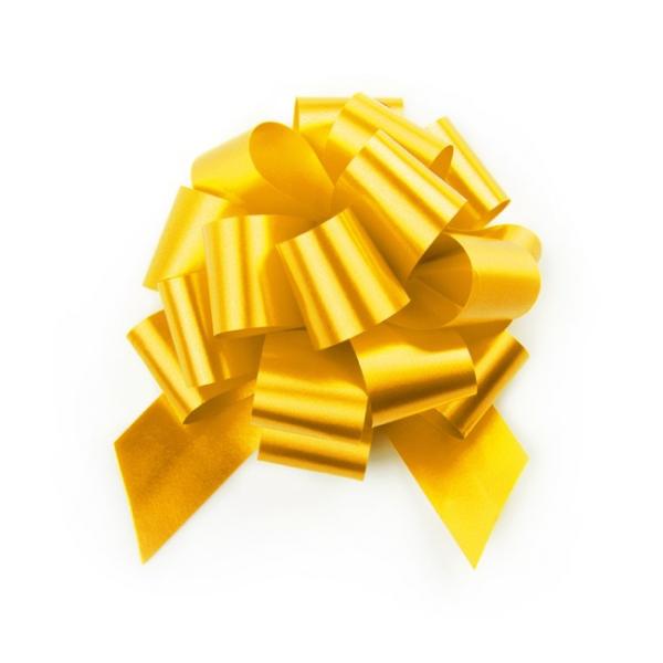 Pull Bows |  Ribbon Pull Bow Pom Pom Yellow (32mmx12.5cm) Pack 5 Pull Bows Pull Bows