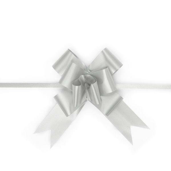 Pull Bows |  Ribbon Pull Bow Silver (32mmx53cm) Pack 25 Pull Bows Pull Bows