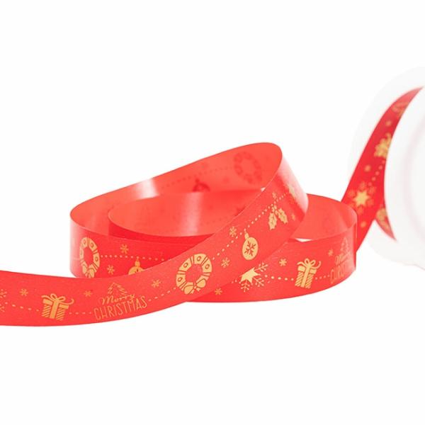 Pull Bows |  Ribbon Tear Christmas Decorations Dark Red Gold (30mmx91m) Pull Bows Christmas Bows