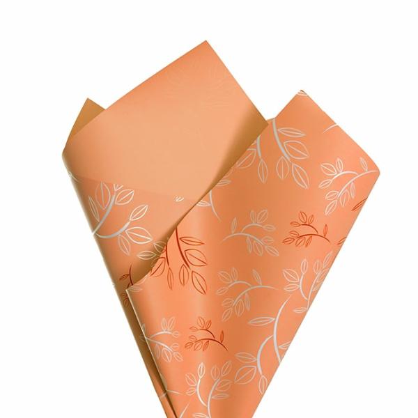 Regal Pearl Wrap Pattern |  Cello Regal Leaf Spray 65mic Peachy Keen Pk100 (50x70cm) Flower Wrap Regal Pearl Wrap Pattern