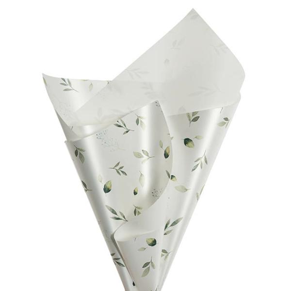 Regal Pearl Wrap Pattern |  Cello Regal Leafy Greens 65mic White Pack 100 (50x70cm) Flower Wrap Regal Pearl Wrap Pattern