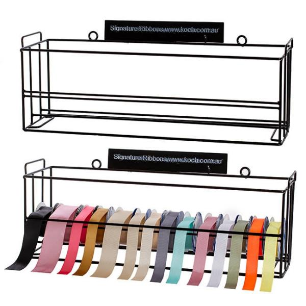 Ribbon Holder |  Ribbon Stand Stackable 62x18x23cmH Black Fabric & Paper Ribbons Black