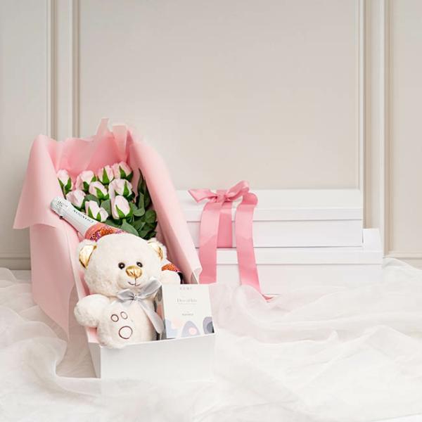 Rose Box Economy |  Glossy Rose Box Dozen White (75x21x11cmH) Set 3 Rose Box Economy Rose Box Economy