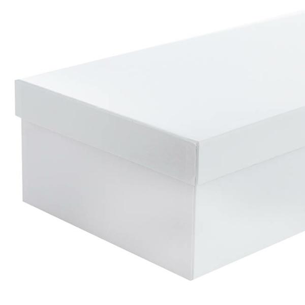 Rose Box Economy |  Glossy Rose Box Dozen White (75x21x11cmH) Set 3 Rose Box Economy Rose Box Economy