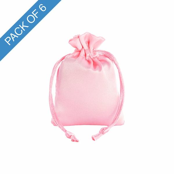 Satin Gift Bags |  Satin Gift Bag Small Pack 6 Baby Pink (7.5x10HcmH) Gift Bags Satin Gift Bags