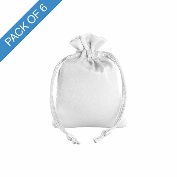 Satin Gift Bags |  Satin Gift Bag Small Pack 6 White (7.5x10HcmH) Gift Bags Satin Gift Bags