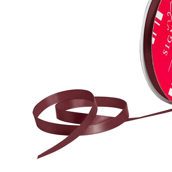 Satin Ribbons |  Bulk Ribbon Single Face Satin Burgundy (10mmx50m) Fabric & Paper Ribbons Dark Red