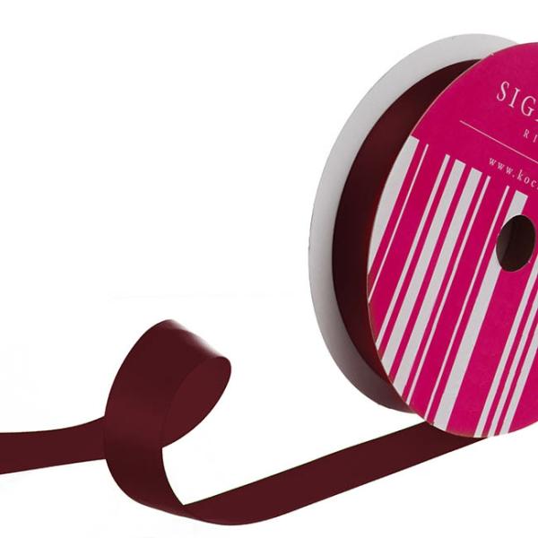 Satin Ribbons |  Bulk Ribbon Single Face Satin Burgundy (25mmx50m) Fabric & Paper Ribbons Dark Red