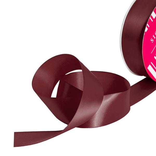 Satin Ribbons |  Bulk Ribbon Single Face Satin Burgundy (38mmx50m) Fabric & Paper Ribbons Dark Red