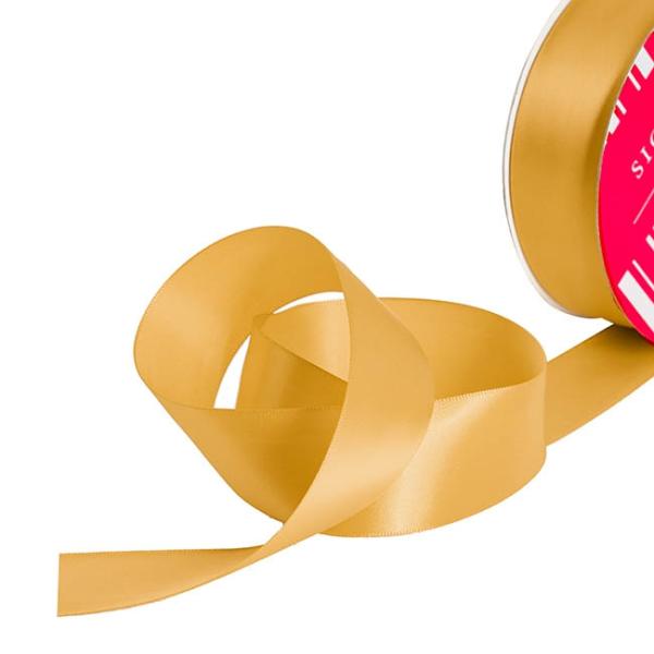 Satin Ribbons |  Bulk Ribbon Single Face Satin Gold (38mmx50m) Fabric & Paper Ribbons Gold