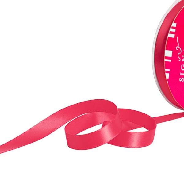 Satin Ribbons |  Bulk Ribbon Single Face Satin Hot Pink (15mmx50m) Fabric & Paper Ribbons Pink