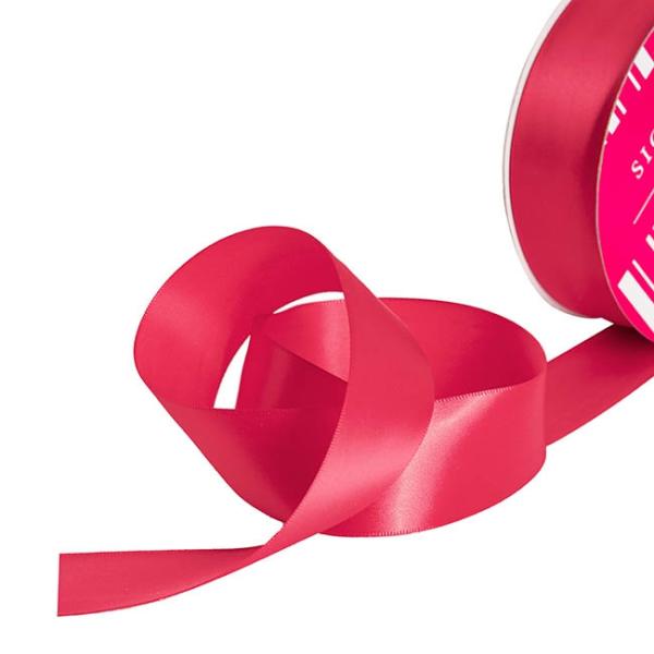 Satin Ribbons |  Bulk Ribbon Single Face Satin Hot Pink (38mmx50m) Fabric & Paper Ribbons Pink