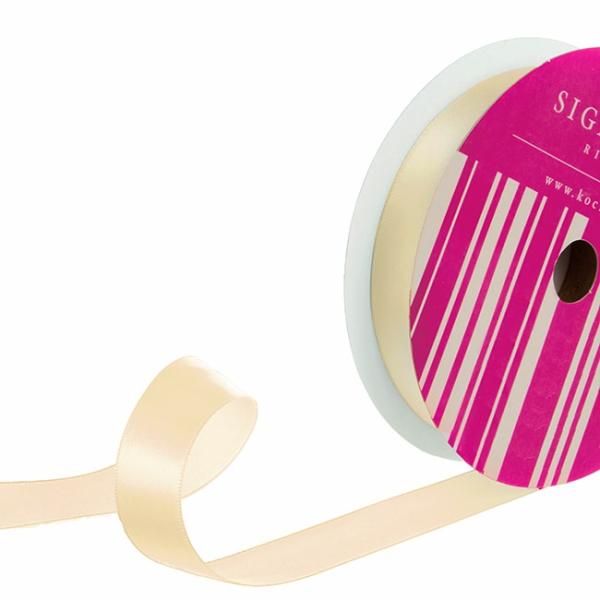 Satin Ribbons |  Bulk Ribbon Single Face Satin Ivory (25mmx50m) Fabric & Paper Ribbons Cream Ivory