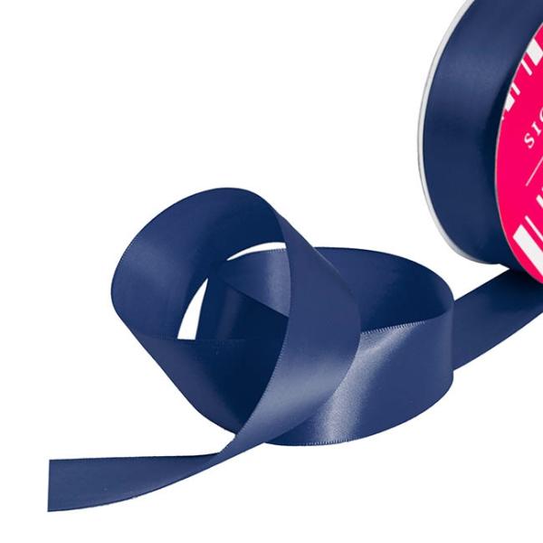 Satin Ribbons |  Bulk Ribbon Single Face Satin Navy (38mmx50m) Fabric & Paper Ribbons Blue