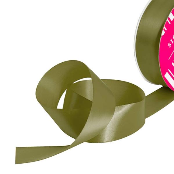 Satin Ribbons |  Bulk Ribbon Single Face Satin Olive (38mmx50m) Fabric & Paper Ribbons Green