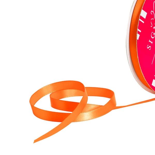 Satin Ribbons |  Bulk Ribbon Single Face Satin Orange (10mmx50m) Fabric & Paper Ribbons Orange