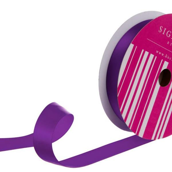 Satin Ribbons |  Bulk Ribbon Single Face Satin Purple (25mmx50m) Fabric & Paper Ribbons Purple