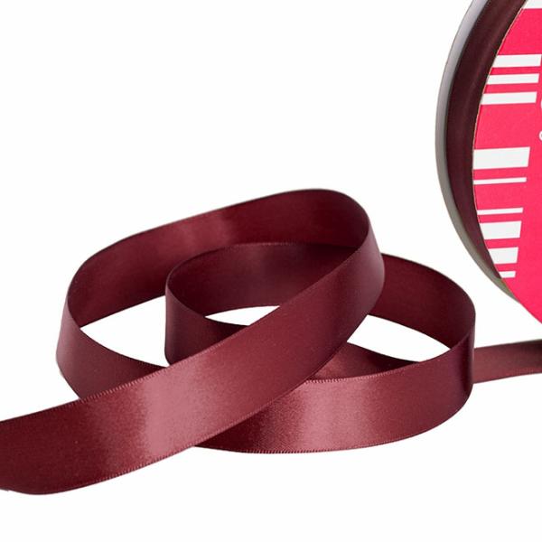 Satin Ribbons |  Jumbo Bulk Ribbon Single Face Satin Burgundy (25mmx100m) Fabric & Paper Ribbons Dark Red