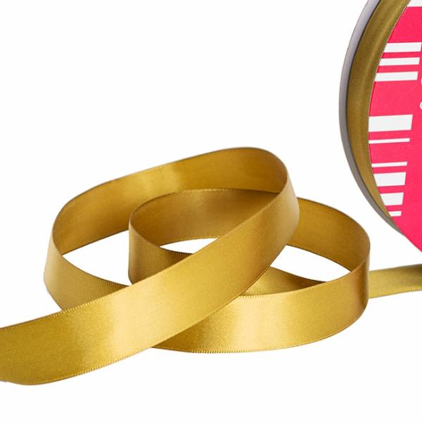 Satin Ribbons |  Jumbo Bulk Ribbon Single Face Satin Gold (25mmx100m) Fabric & Paper Ribbons Gold