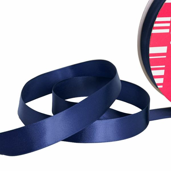 Satin Ribbons |  Jumbo Bulk Ribbon Single Face Satin Navy Blue (25mmx100m) Fabric & Paper Ribbons Blue