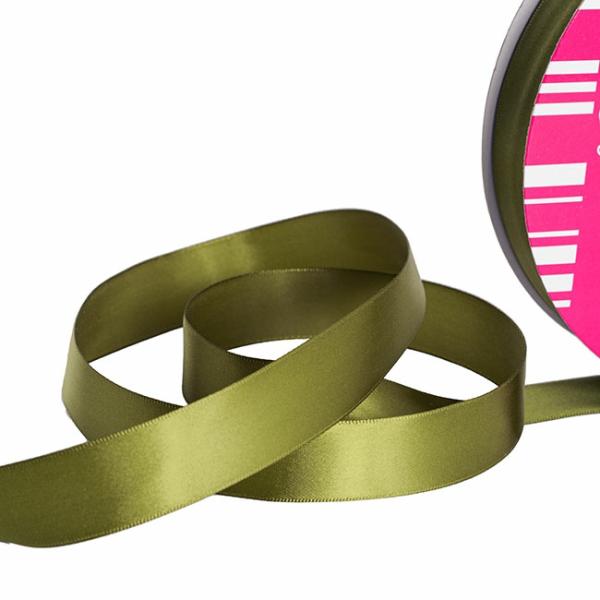 Satin Ribbons |  Jumbo Bulk Ribbon Single Face Satin Olive (25mmx100m) Fabric & Paper Ribbons Green