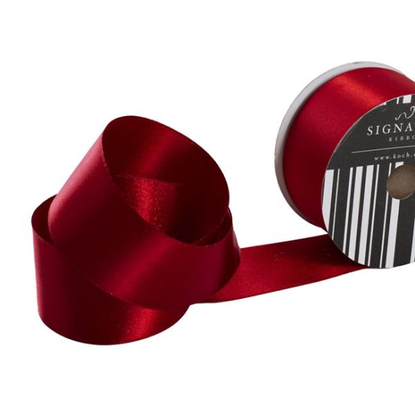 Satin Ribbons |  Ribbon Double Face Satin Shimmer Dark Red (50mmx20m) Fabric & Paper Ribbons Dark Red