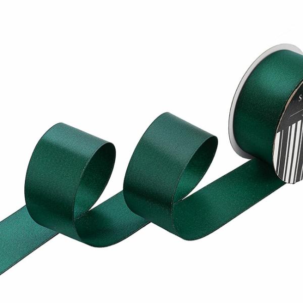 Satin Ribbons |  Ribbon Double Face Satin Shimmer Forest Green (38mmx20m) Fabric & Paper Ribbons Green