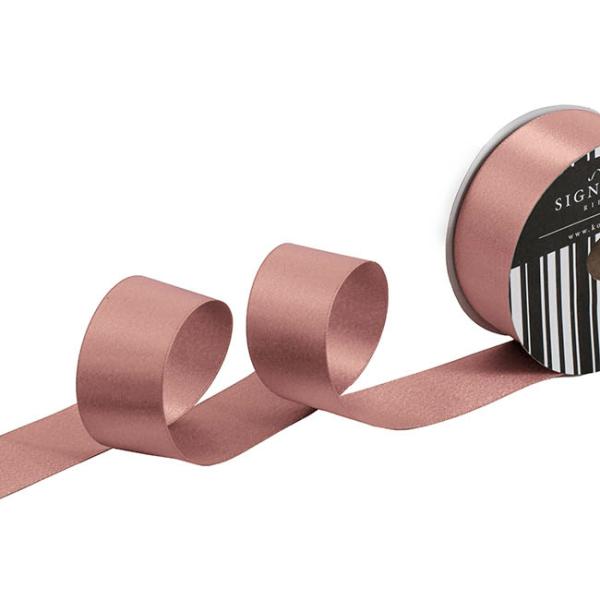 Satin Ribbons |  Ribbon Double Face Satin Shimmer Rose Gold (38mmx20m) Fabric & Paper Ribbons Rose Gold