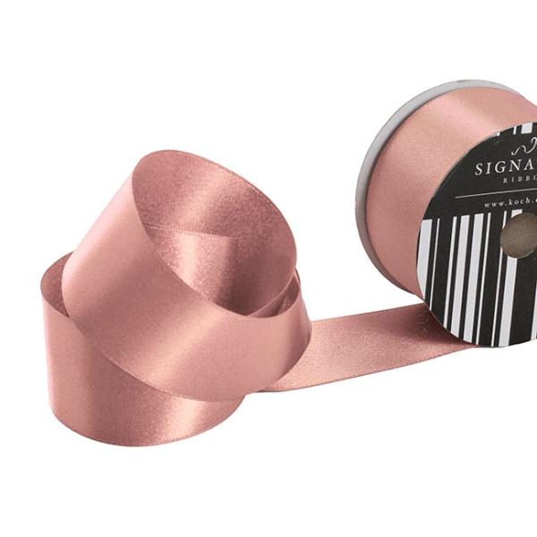 Satin Ribbons |  Ribbon Double Face Satin Shimmer Rose Gold (50mmx20m) Fabric & Paper Ribbons Rose Gold