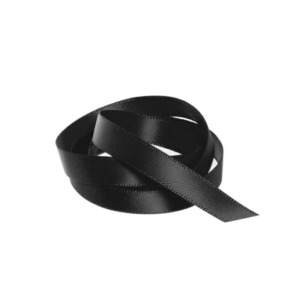 Satin Ribbons |  Ribbon Satin Deluxe Double Faced Black (10mmx25m) Fabric & Paper Ribbons Black